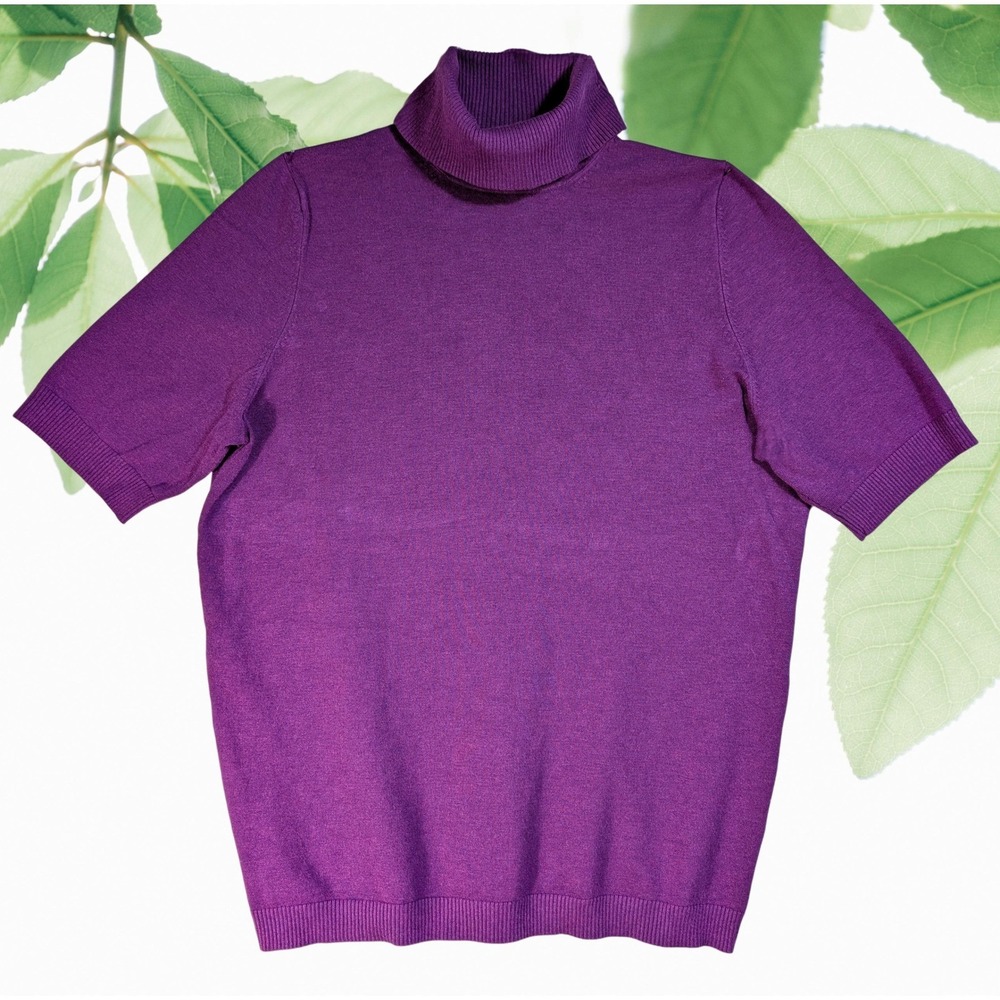 Lane Bryant 18/20‎ Vibrant Purple Short Sleeve Turtleneck Sweater Keyhole Back